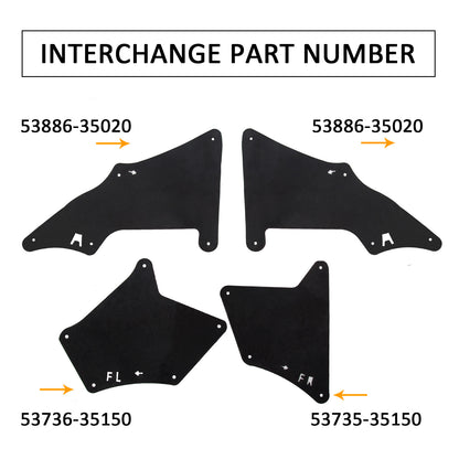 Solid Spare 4PCS Splash Guards Fender Liners For Toyota 4Runner Lexus GX 470 2003-2022