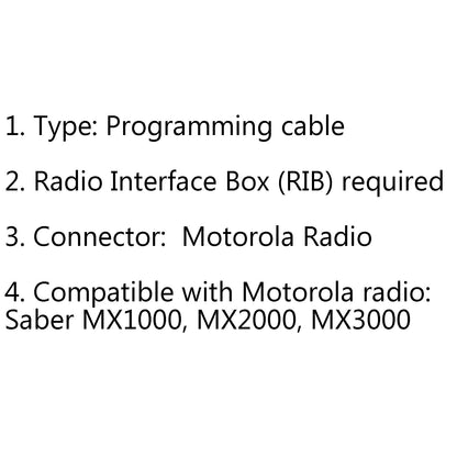1Pc Com Port Programming Cable Fit  Saber MX1000 MX2000 MX3000 Radio  US