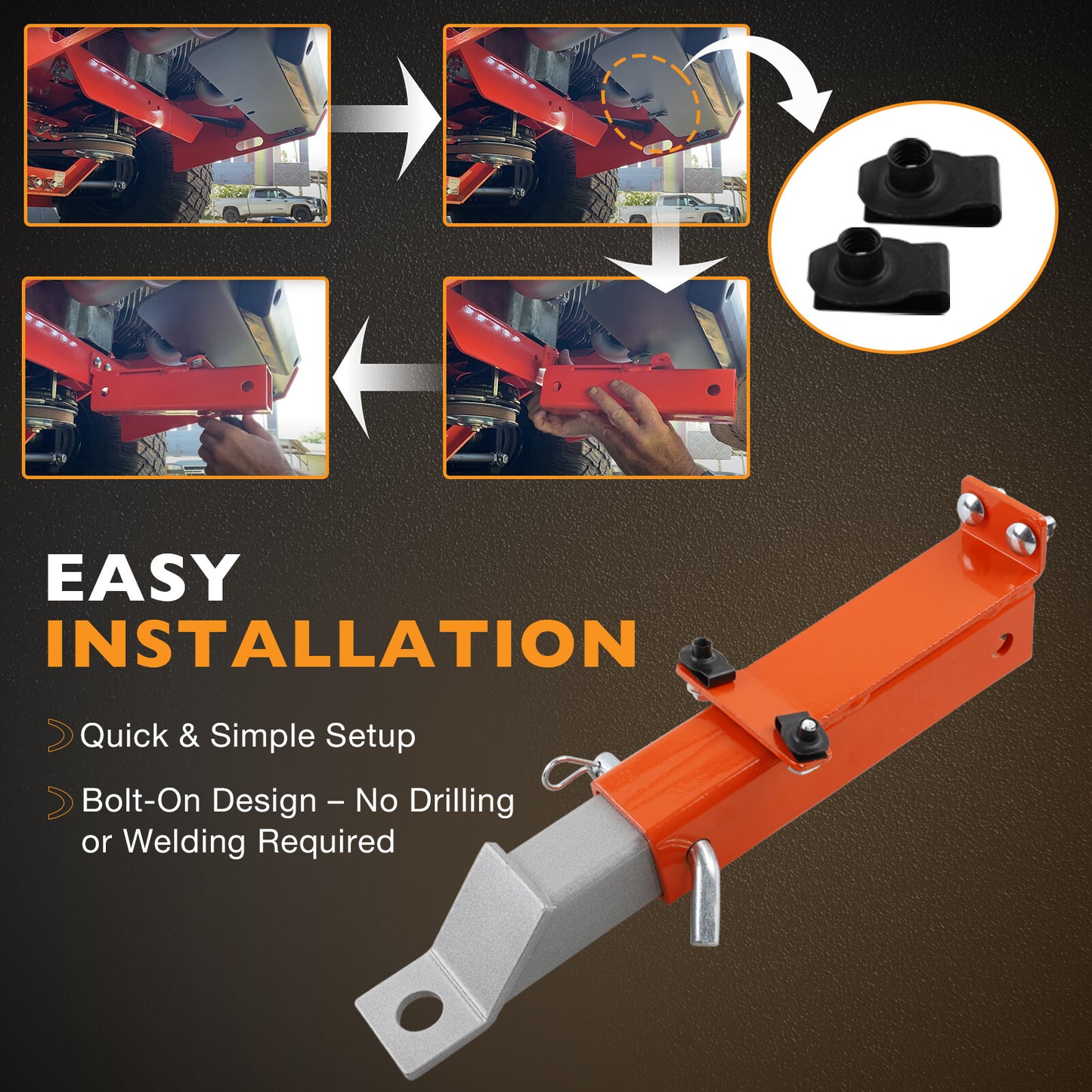 2" Rear Hitch 093-1129-00 Heavy-Duty For 2019+ Bad Boy Rebels Rogue Model Orange