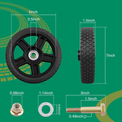 2x 7" Push Lawn Mower Plastic Wheels Fit Craftsman Mower Generator Garden Tiller
