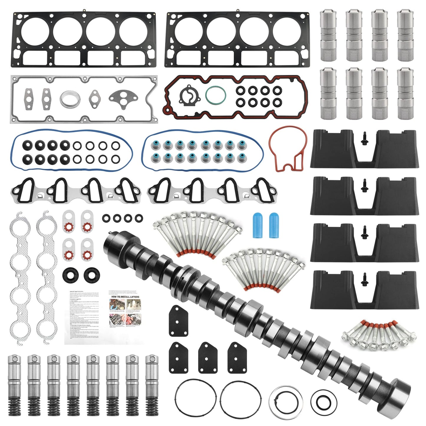 Lifters Camshaft Head Gasket Bolt Set For 07-13 Chevy Silverado GMC Sierra 5.3L