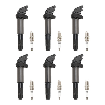 6x Ignition Coil+Spark Plug UF515 UF522 For BMW 325 335 525 530i X5 Z4 2.5L 3.0L