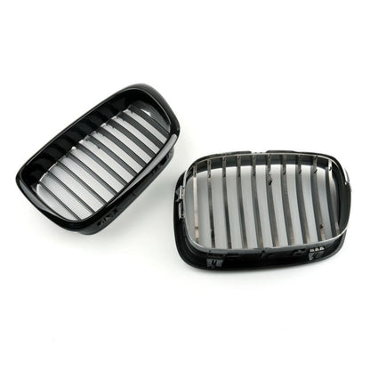 Front Fence Grill Grille Gloss Black For BMW 5-Series E39 2001 2002 2003 2004