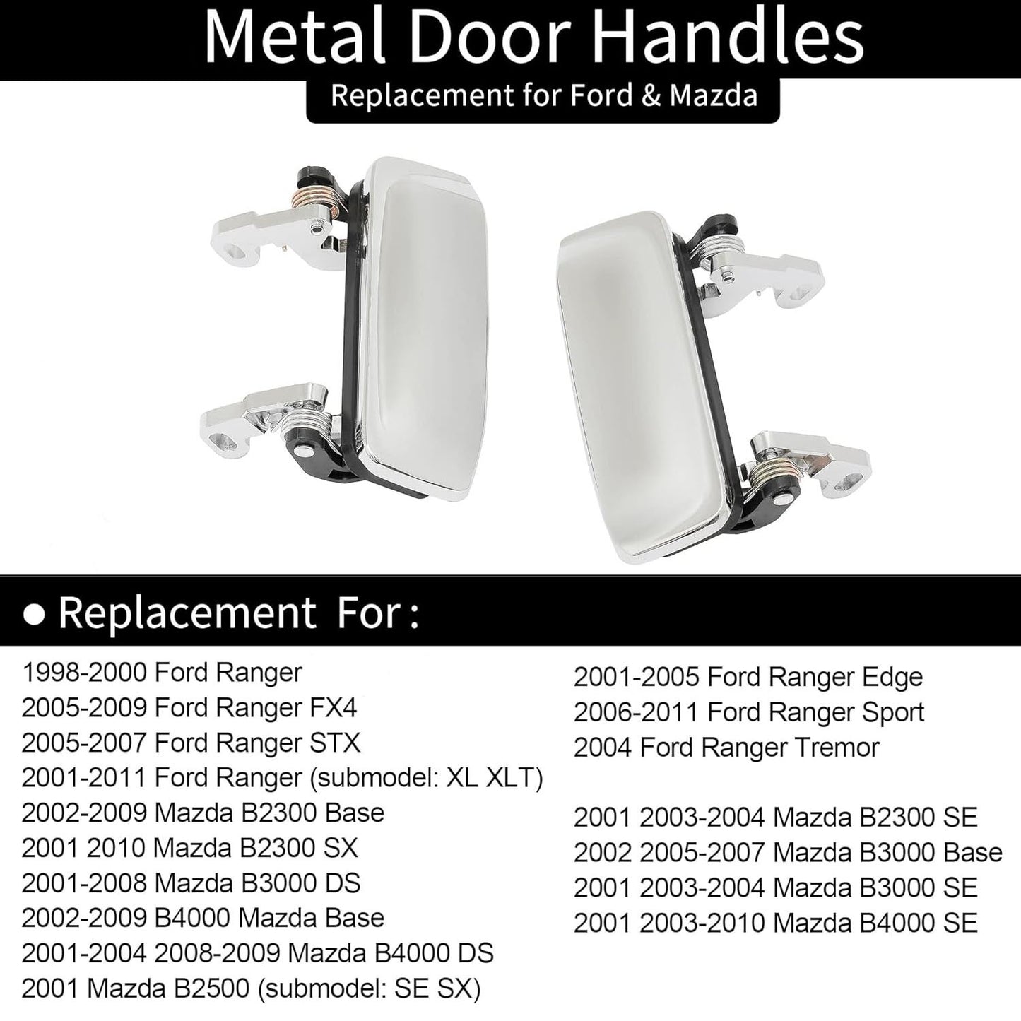 Metal Exterior Door Handle Set Driver Passenger Side for 98-11 Ford Ranger Mazda