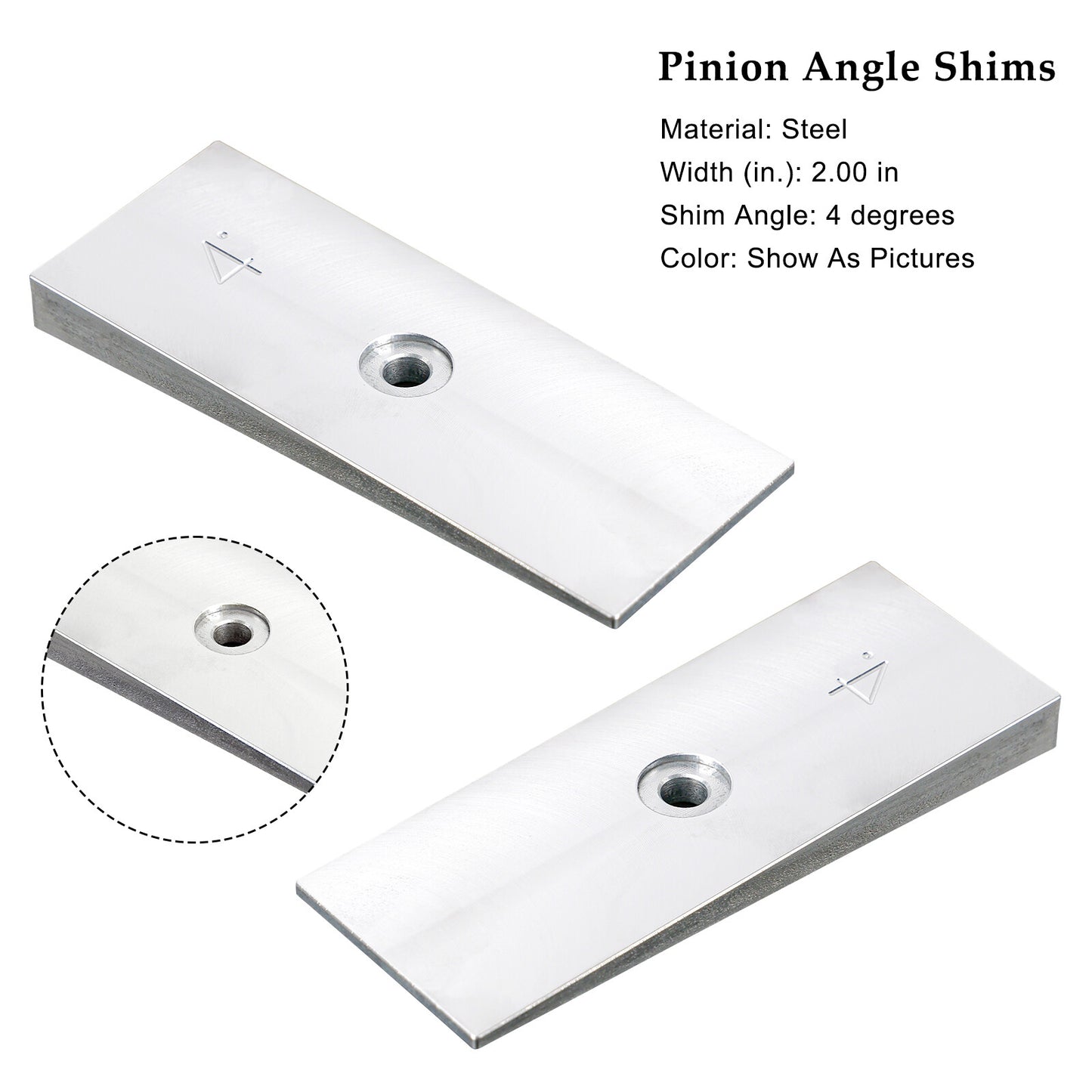 2PCS 2" Wide 4°Degree Steel Leaf Spring Degree Shims Silver~~