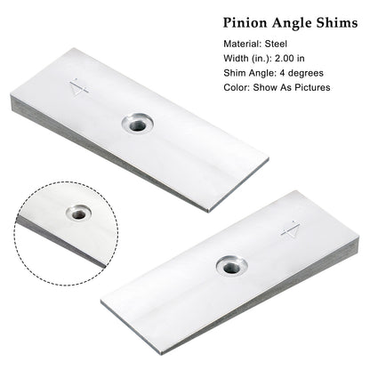 2PCS 2" Wide 4°Degree Steel Leaf Spring Degree Shims Silver~~