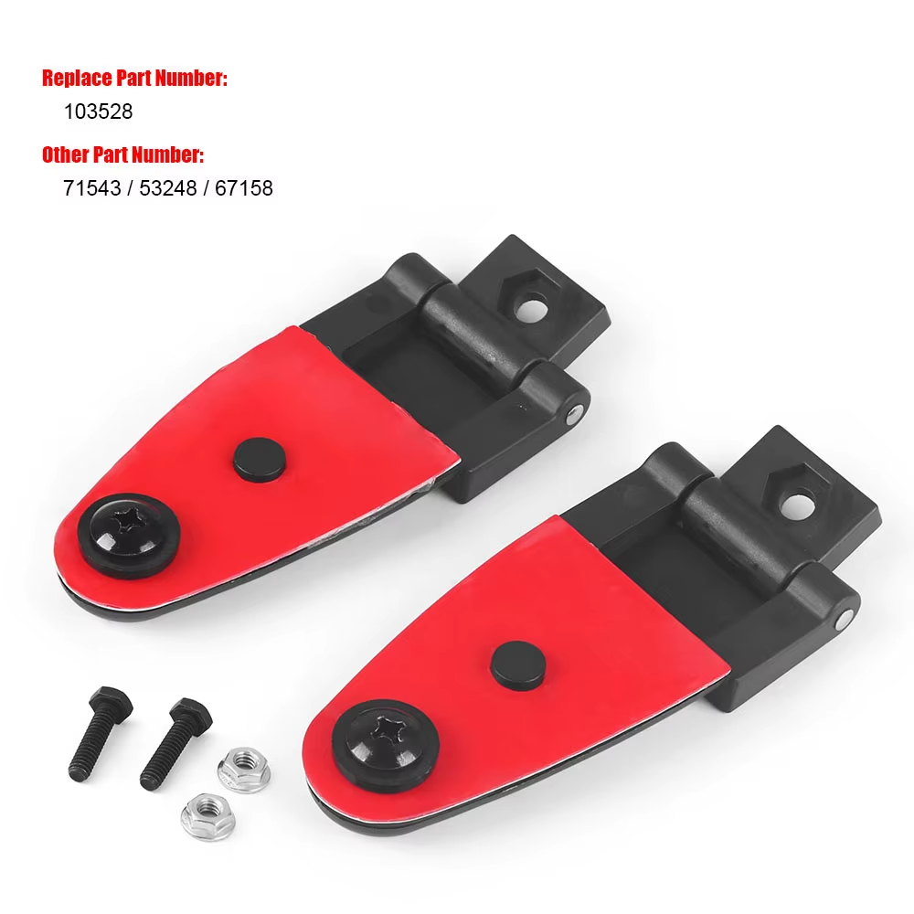 2 All Glass Rear Door Hinges with Hardware 103528-100XL/100LE for LEER Truck Cap