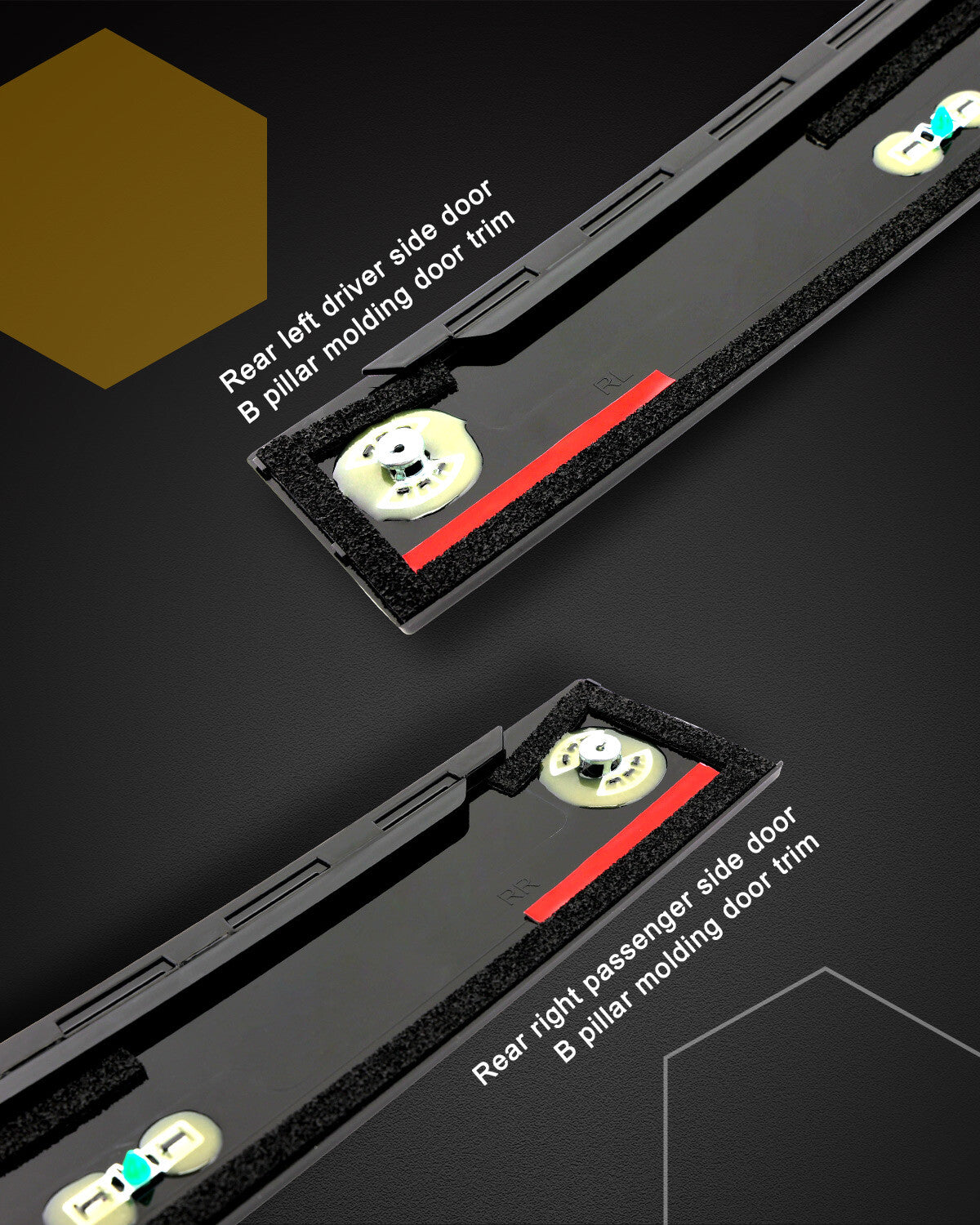 Rear B-Pillar Door Trim Molding LH ＆ RH For 2015-18 Chevy GMC Cadillac Escalade