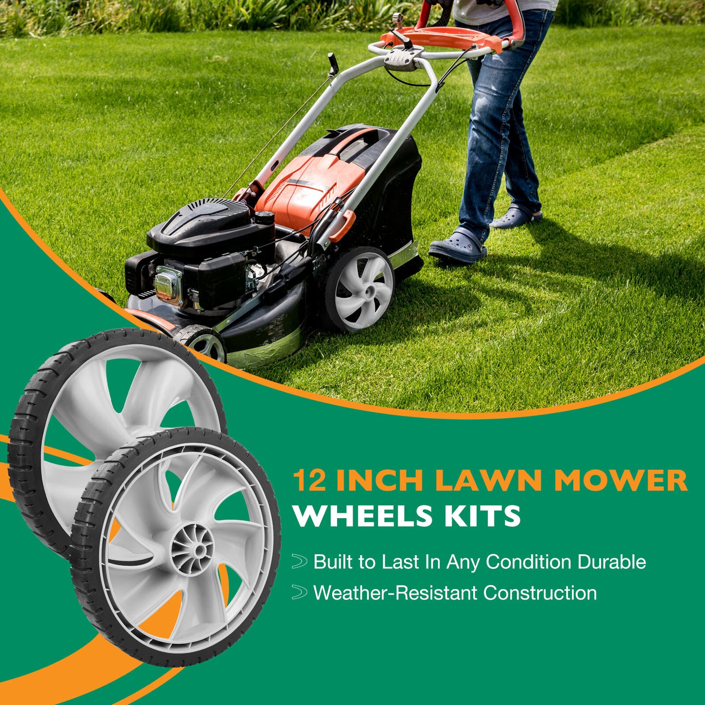 12" Rear Lawn Mower Wheels For Craftsman Poulan Husqvarna Troy Bilt 490-324-0002