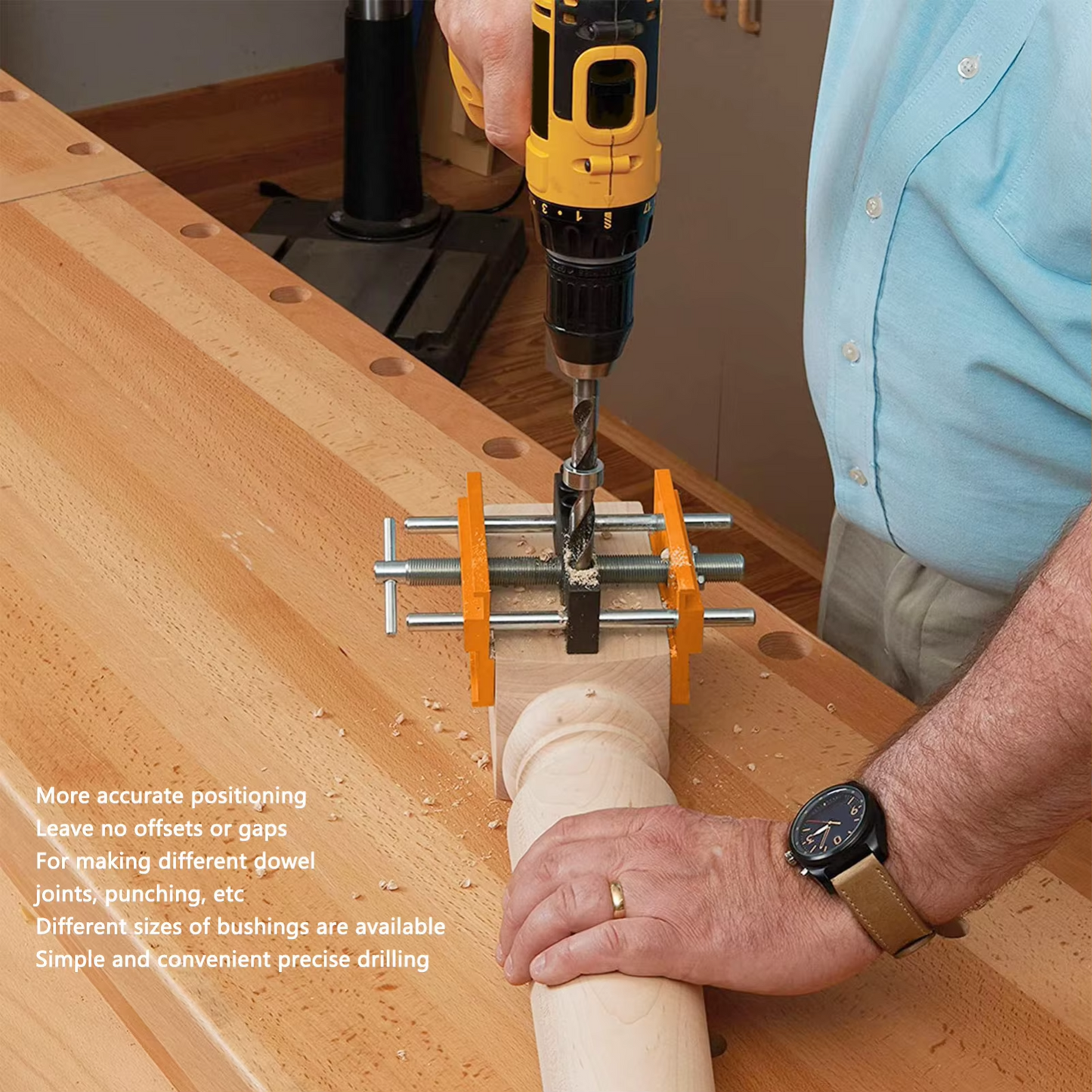 Self Centering Doweling Jig Kit Drill Jig for Straight Holes With 6 Drill Guide