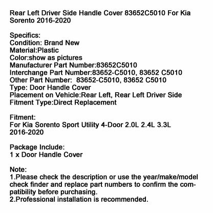 Rear Left Driver Side Handle Cover 83652C5010 For Kia Sorento 2016-2020