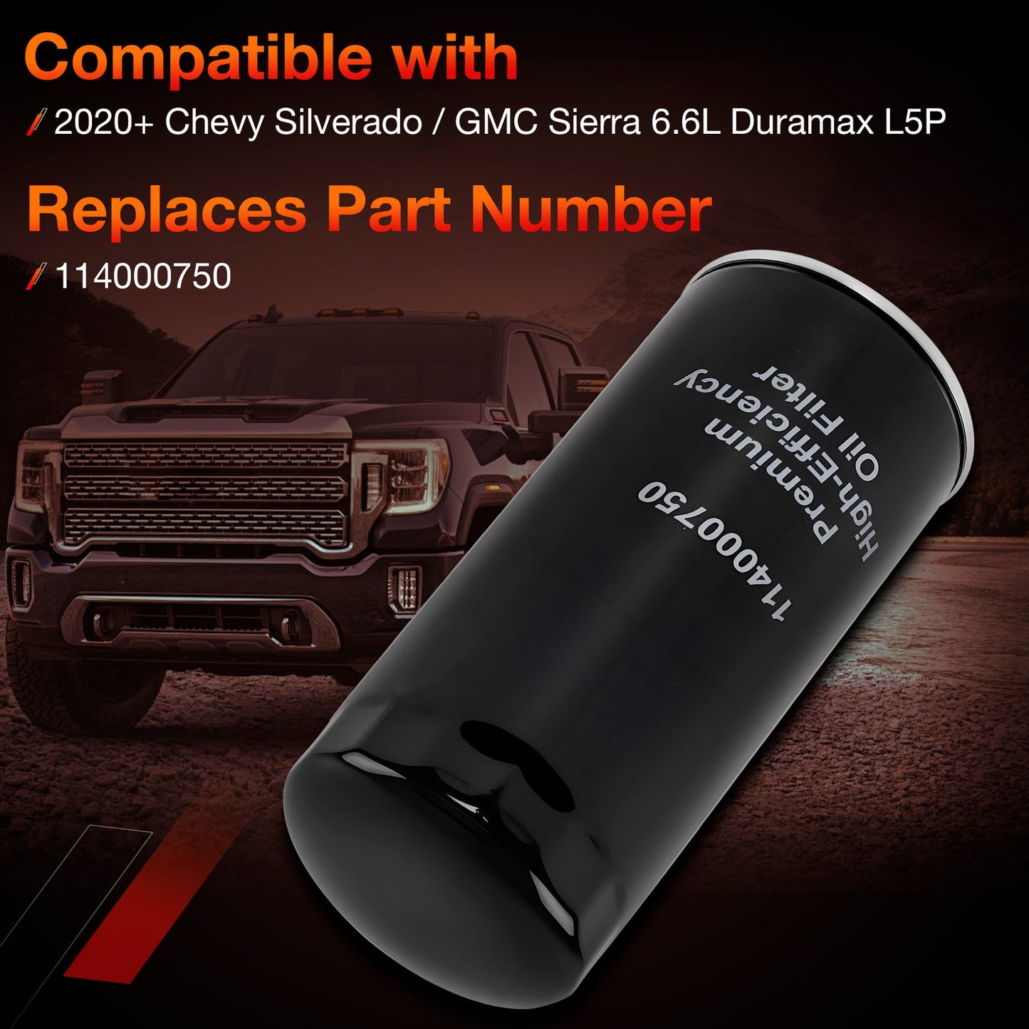 114000750 Oil Filter Fit 2020+ GM Chevy CMC 6.6L Duramax L5P Engine Oil Filter