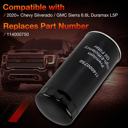 114000750 Oil Filter Fit 2020+ GM Chevy CMC 6.6L Duramax L5P Engine Oil Filter
