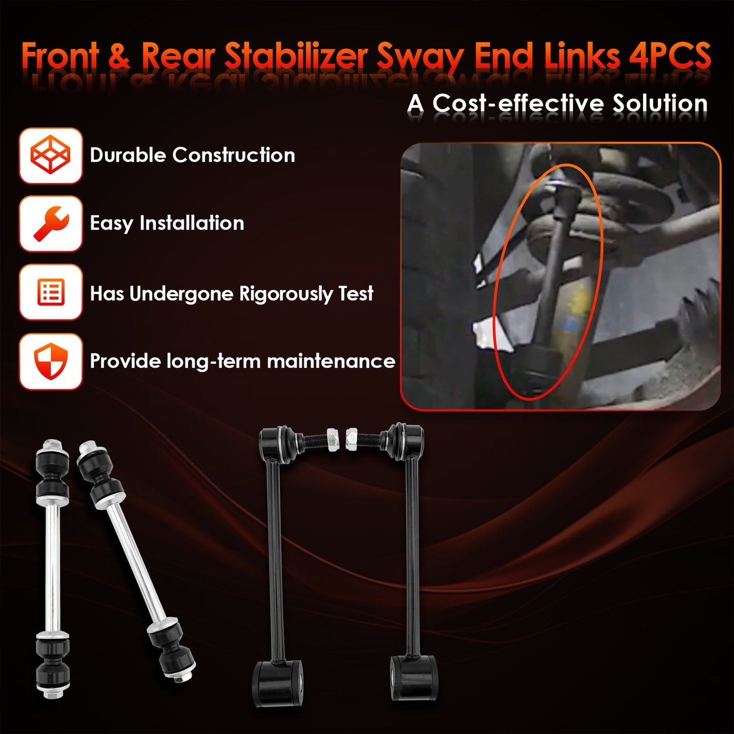 Front Rear Sway Bar Links For Chevy Tahoe Suburban 1500 Avalanche Yukon Cadillac