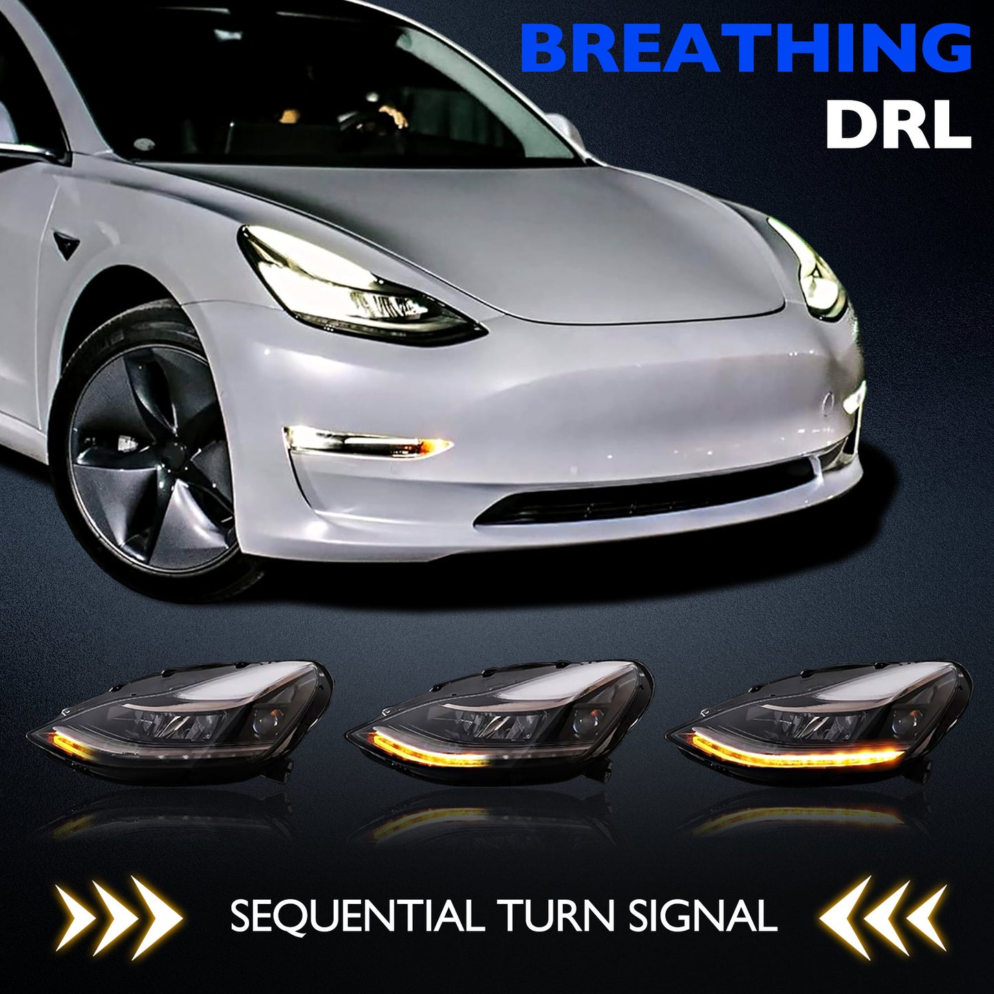 LED Headlight Headlamp Assembly Left Side For 2021-2023 Tesla 3 Y 1514952-00