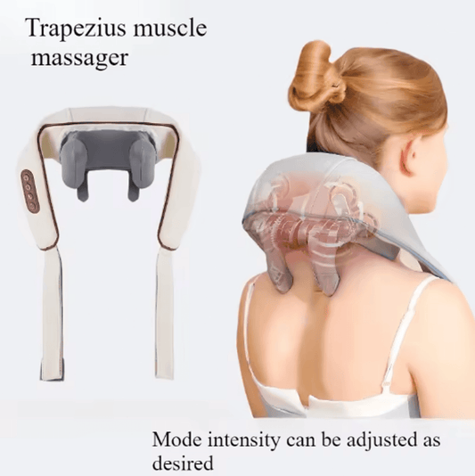Solid Spare Cordless Neck Massager w/Heat 6D Shiatsu Neck Shoulder Massager Deep Tissue Back