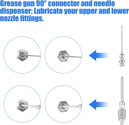Grease Gun Accessory Kit 90 Degree Coupler Needle Nozzle Grease Injection Needle