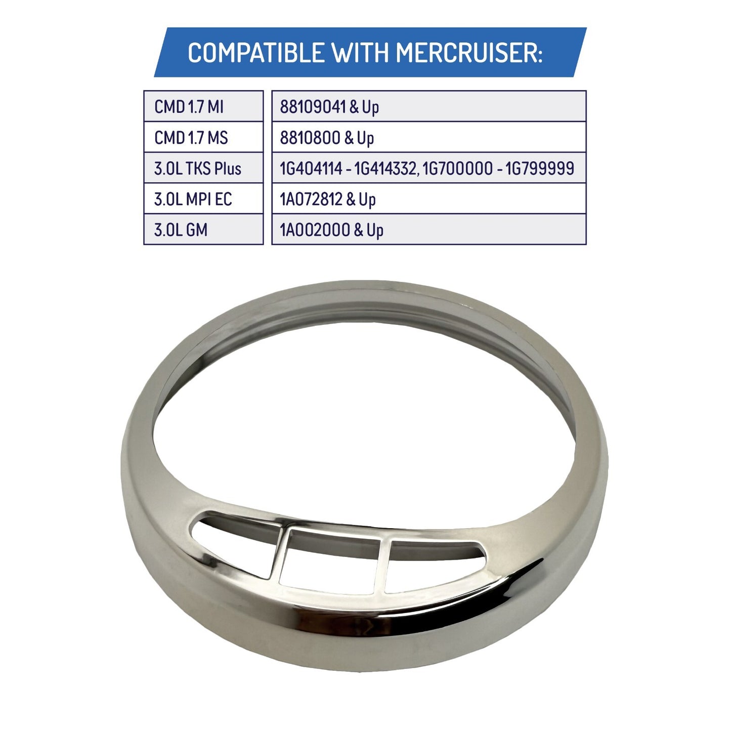 Chrome Bezel for Mercury MerCruiser Tachometer MercMonitor 88mm SC1000 - 8590743