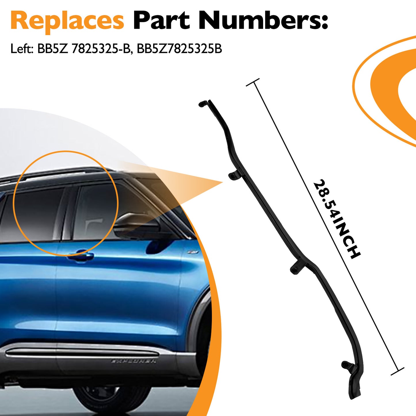 Front Left Door Edge Weather Strip Seal For 2011-2019 Ford Explorer BB5Z7825325B