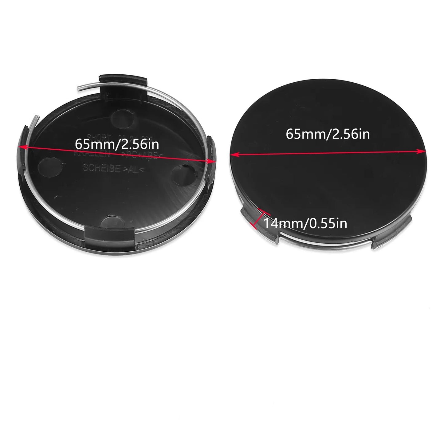 Universal 65mm Dia 4 Clips Auto Wheel Tyre Center Hub Caps Cover Black Pack of 4