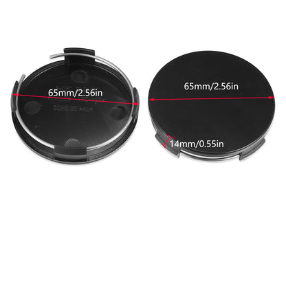 Universal 65mm Dia 4 Clips Auto Wheel Tyre Center Hub Caps Cover Black Pack of 4