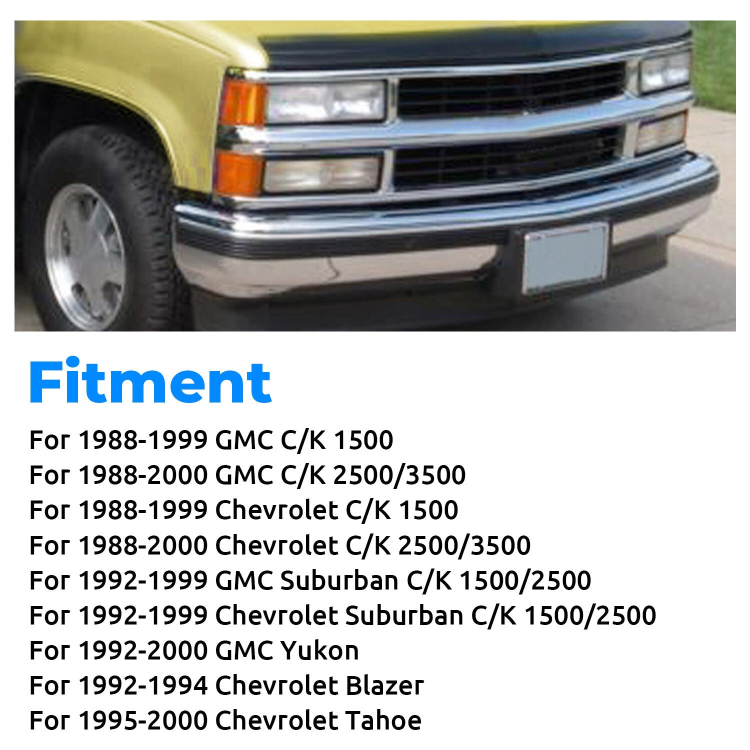 Solid Spare Front Bumper Kit Deflector For 1988-2000 Chevrolet GMC C/K 1500 2500 3500 Yukon