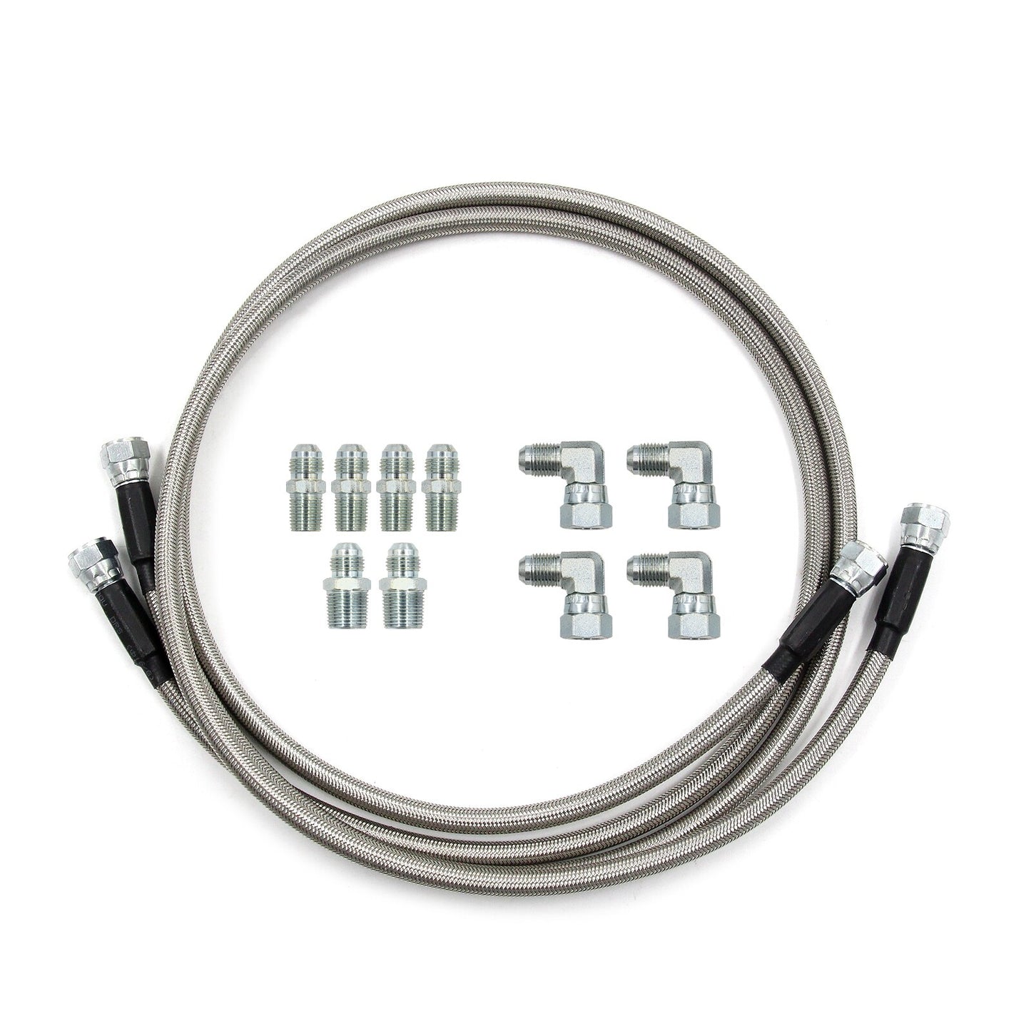 52" Length SS Braided Transmission Cooler Hose Lines For TH350 700R4 TH400