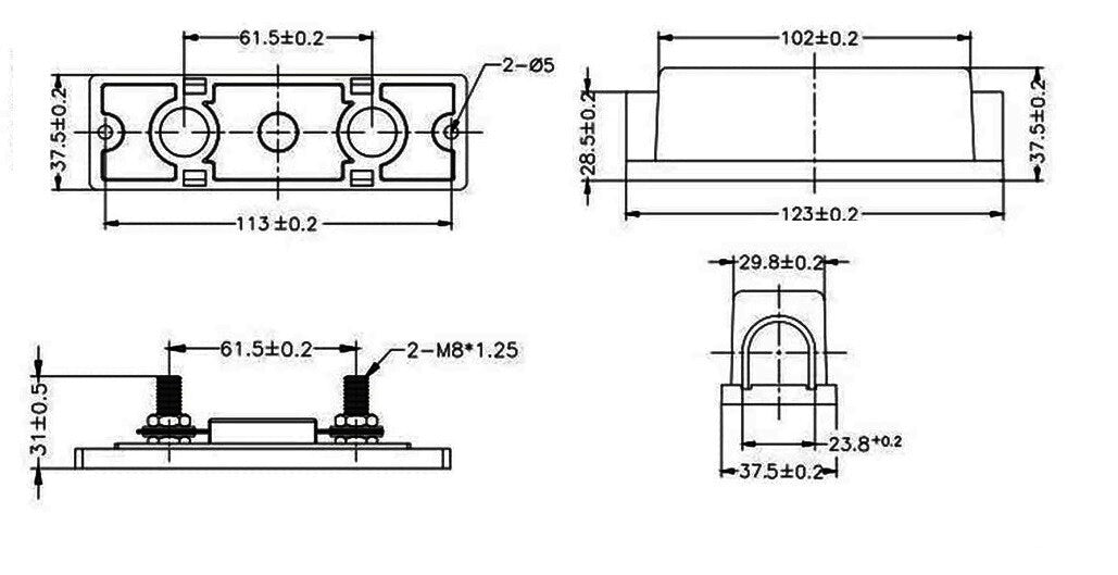 ANL Fuse Holder 30-600A In-Line Bolt Down Fuses 0/2/4 Gauge AWG