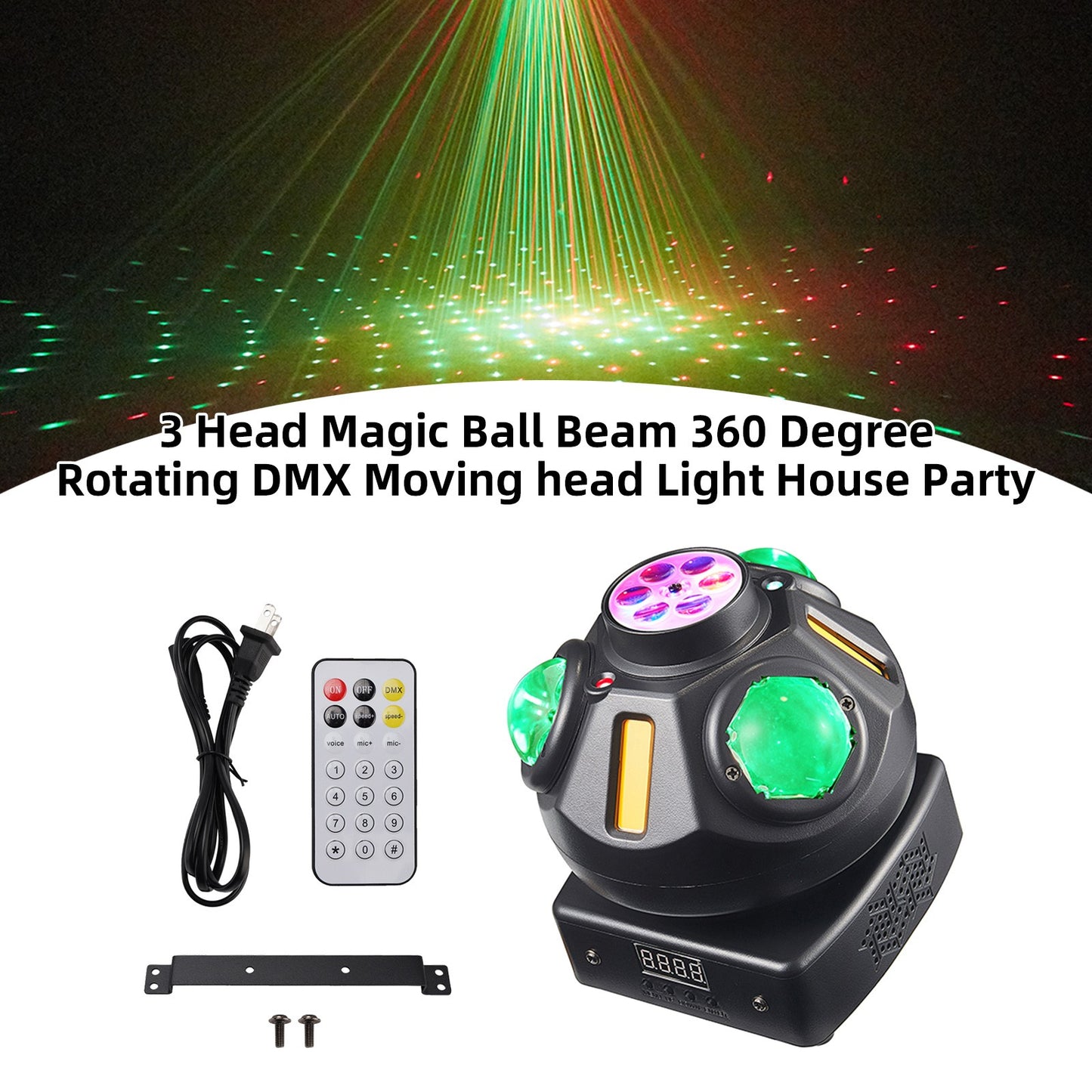 3 Head Magic Ball Beam 360 Degree Rotating DMX Moving head Light House Party