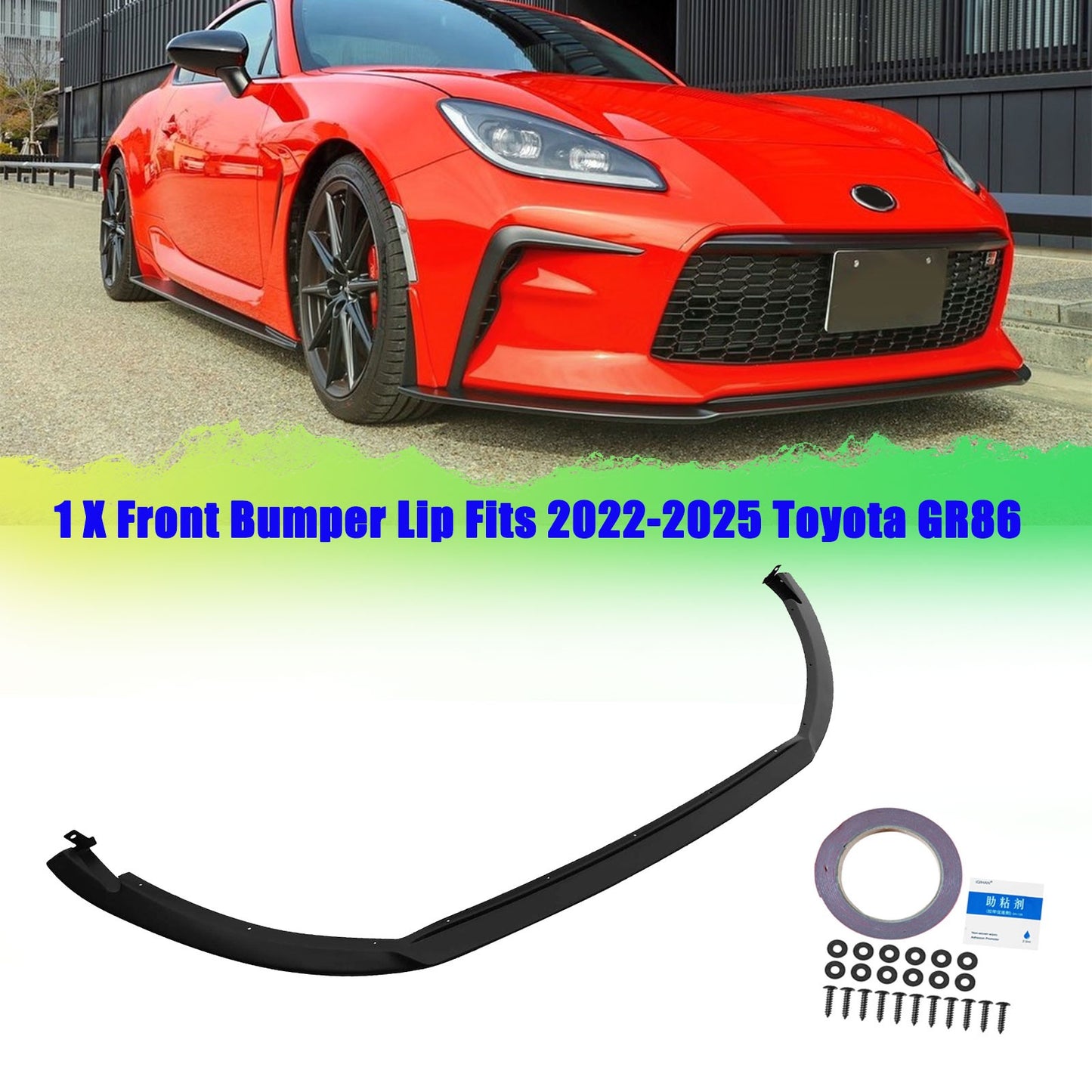 Front Bumper Lip Fits 2022-2025 Toyota GR86 ABS Black Splitter Spoiler Body Kit