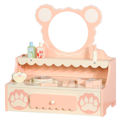 Kids Vanity Set with Storage Drawer Little Girls' Makeup Table with Mirror