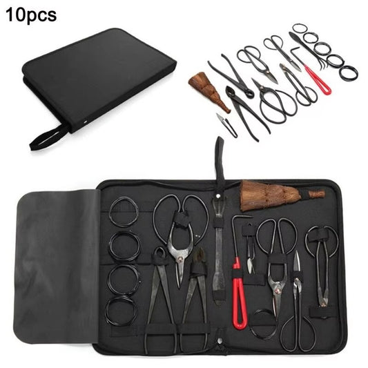Bonsai Tool Kit 10PCS Set Carbon Steel Shear Cutter Scissor Wire Plant Garden...