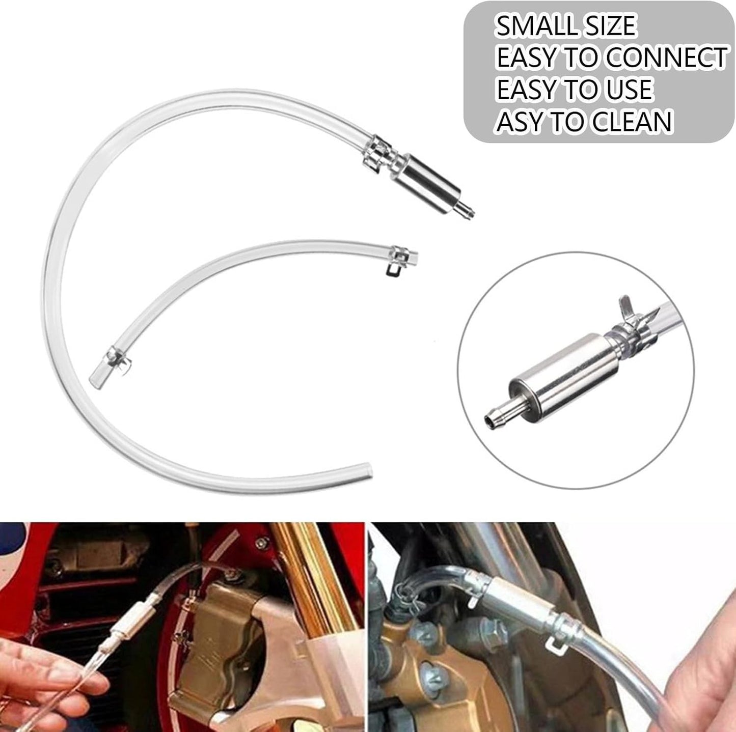 2 Sets Brake Bleeder Hose One Way Check Valve Tube Bleeding for Car Motorcyle