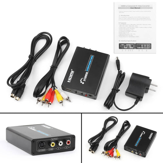 Solid Spare HDMI to 3 RCA AV+S-Video CVBS Composite R/L Audio 1080P Converter US Plug Power