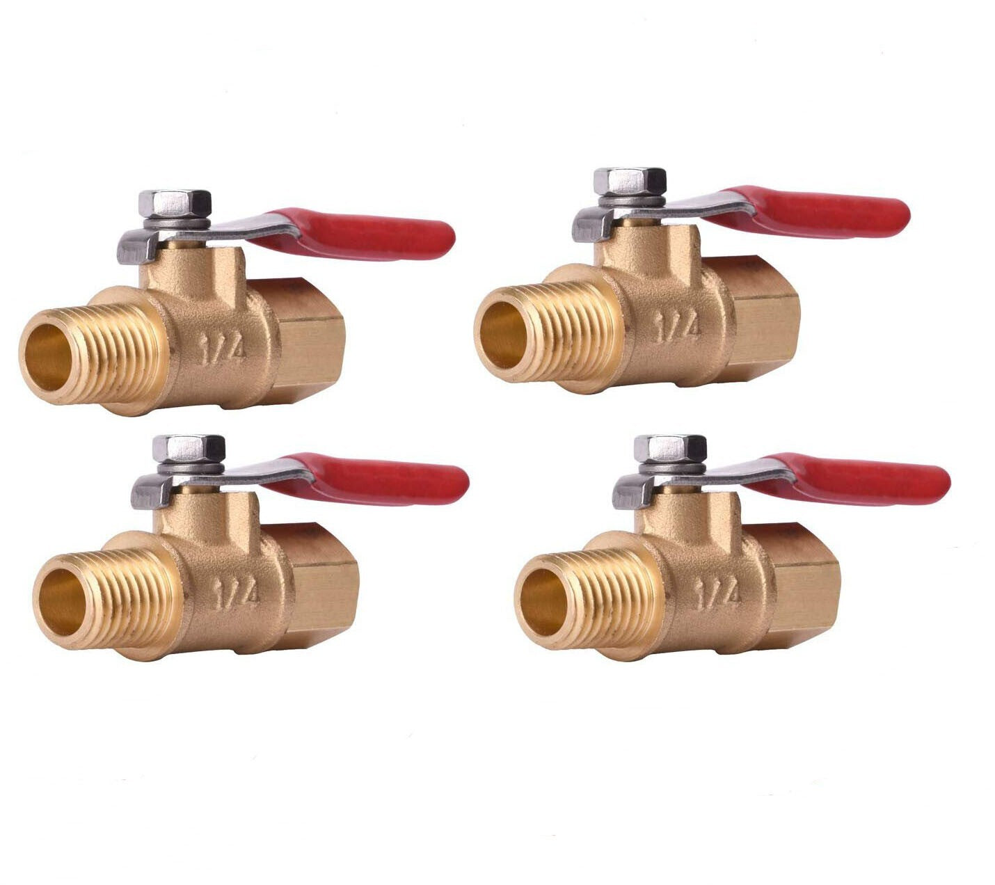 4 Packs 1/4" Male Female NPT Brass Ball Valve Water Air Tank Drain Shut Off USA