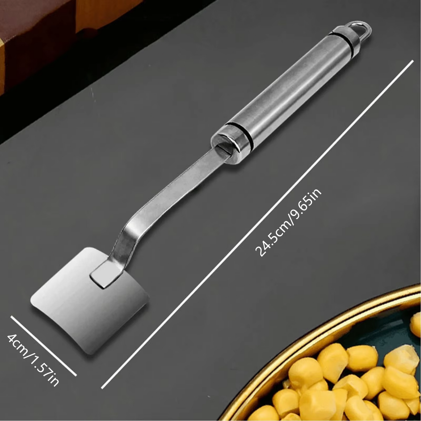 2PC Corn Peeler Stainless Steel Corn Cob Stripping Tool w/ Hook Long Handle Corn