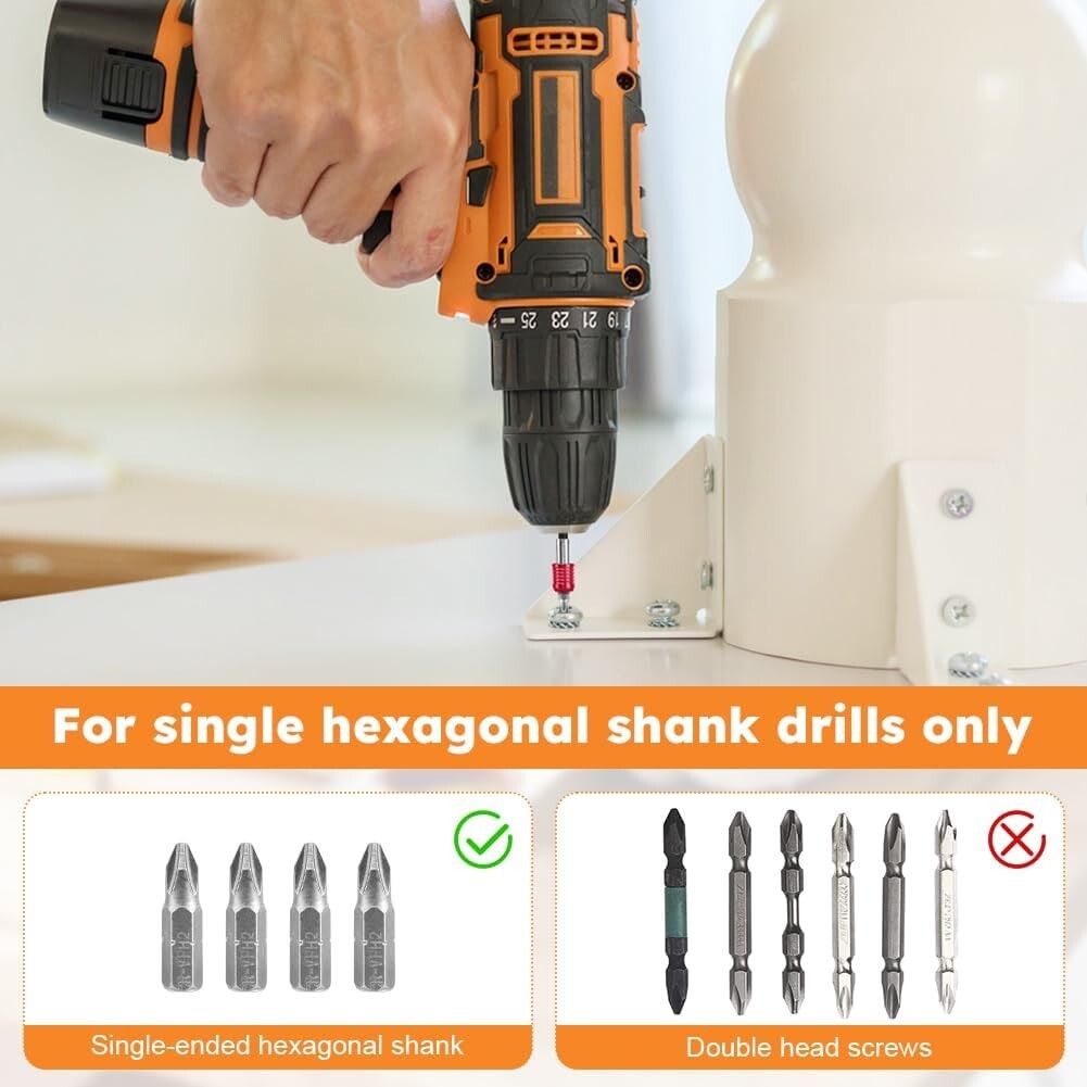 4Pcs Drill Extension 1/4" Hex Quick Release Bit Holder 12" 6" 4" 2"+4Pcs PH2 Bit