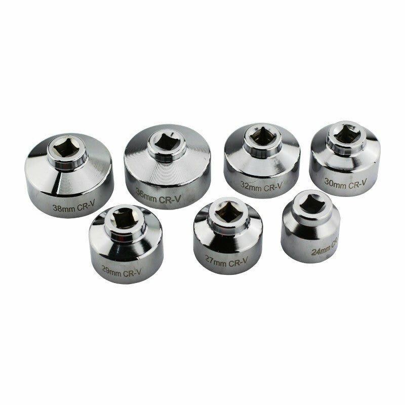 7 PCs SET OIL FILTER CARTRIDGE SOCKET SET METRIC 24 27 29 30 32 36 38mm