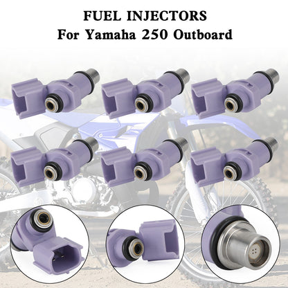 6PCS Fuel Injectors 6P2-13761-10-00 Fit For Yamaha 250 Outboard
