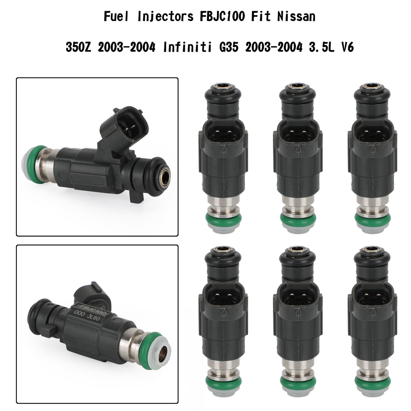 6PCS Fuel Injectors FBJC100 Fit Nissan 350Z 03-04 Fit Infiniti G35 2003-2004