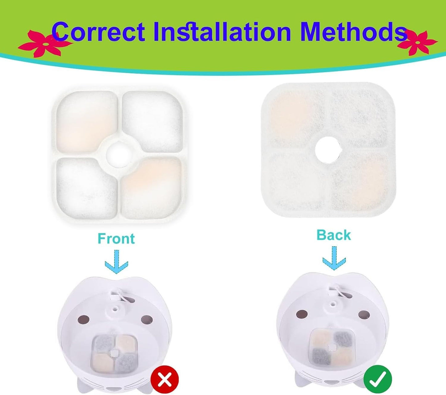 12pcs Cat Water Fountain Filters Fits for Catit PIXI All 80oz Pet Fountain