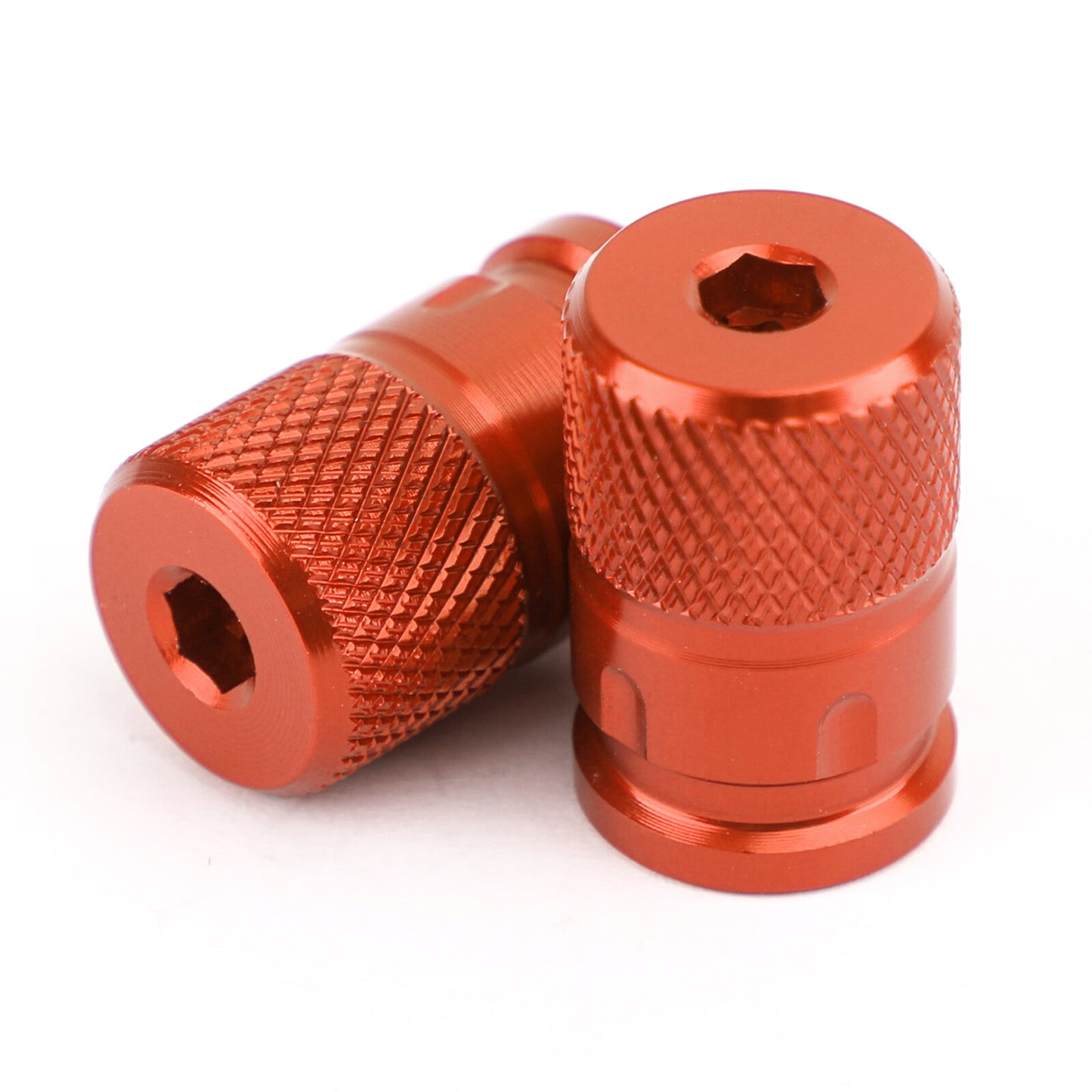 Pair CNC Orange Anti-Thief Tire Valve Stem Caps For Car Truck Bike Motorcycle