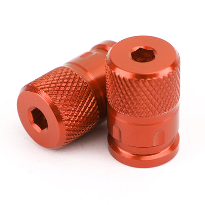 Pair CNC Orange Anti-Thief Tire Valve Stem Caps For Car Truck Bike Motorcycle