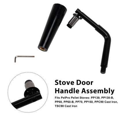 Threaded Door Handle Assembly for PelPro Stoves PP60 PP70 PP130、150 PPC90 TSC90
