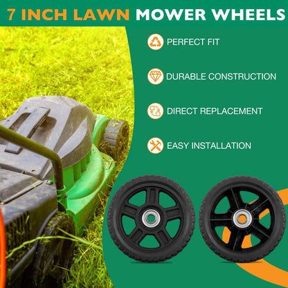 2x 7" Push Lawn Mower Plastic Wheels Fit Craftsman Mower Generator Garden Tiller