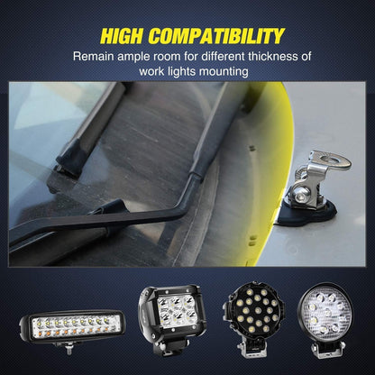 2pcs Pillar Hood Led Work Light Bar Mount Bracket Clamp Holder Offroad Universal