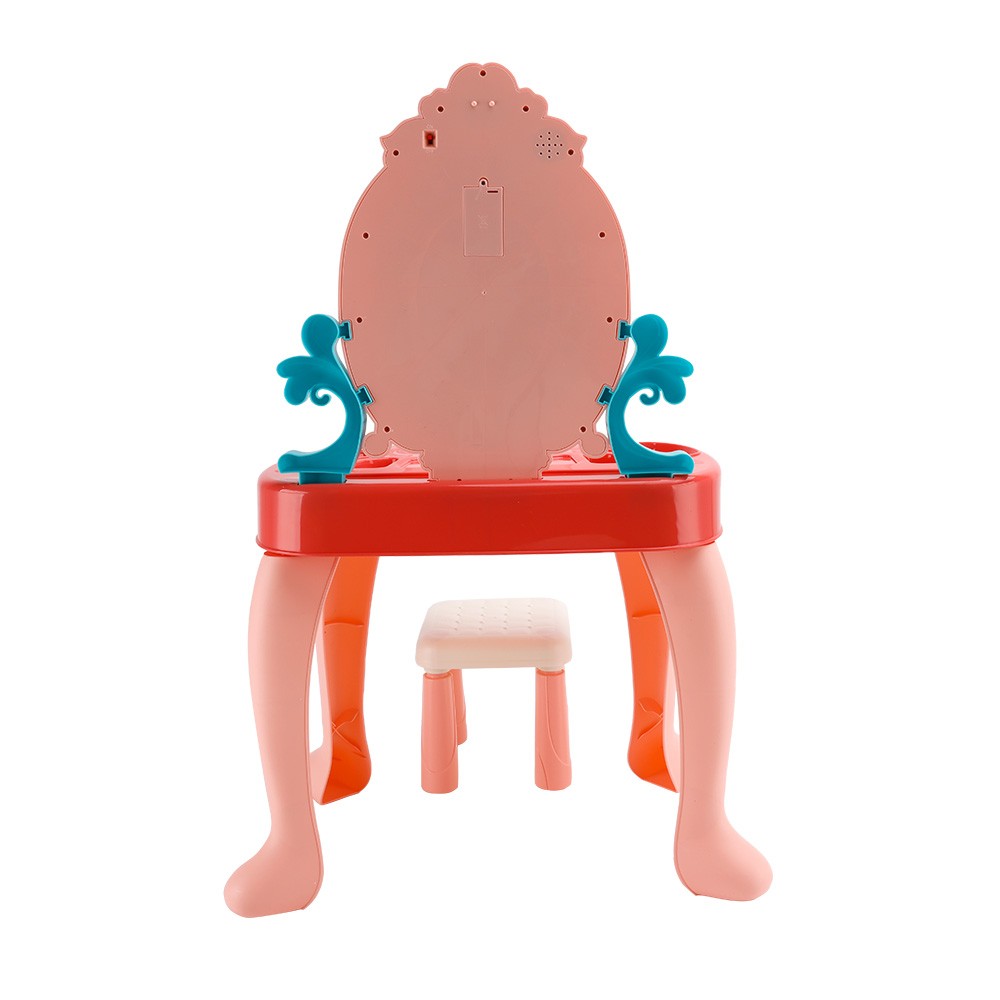 Toddler Makeup Table w/ Mirror & Chair Kids Vanity Set with Blowdryer for 3+