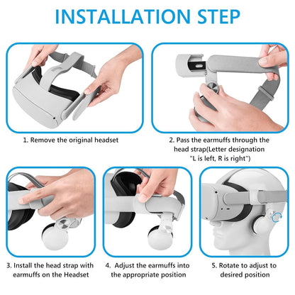 VR Ear Muffs for Meta/Oculus Quest 2 Head Strap Accessories Enhance Sound Effect