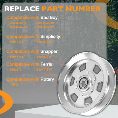 2X 033-8050-00 Flat Idler Pulley For Bad Boy Ferris Simplicity Snapper 48 52 54"