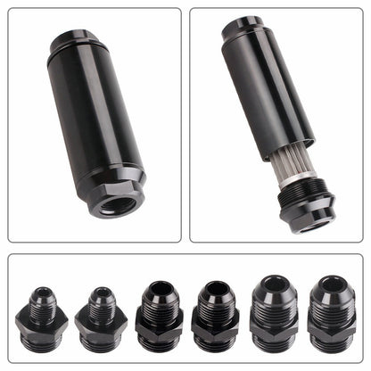 Universal Racing In-Line Fuel Filter With AN 6 8 10 Fittings Adapter 40 Micron